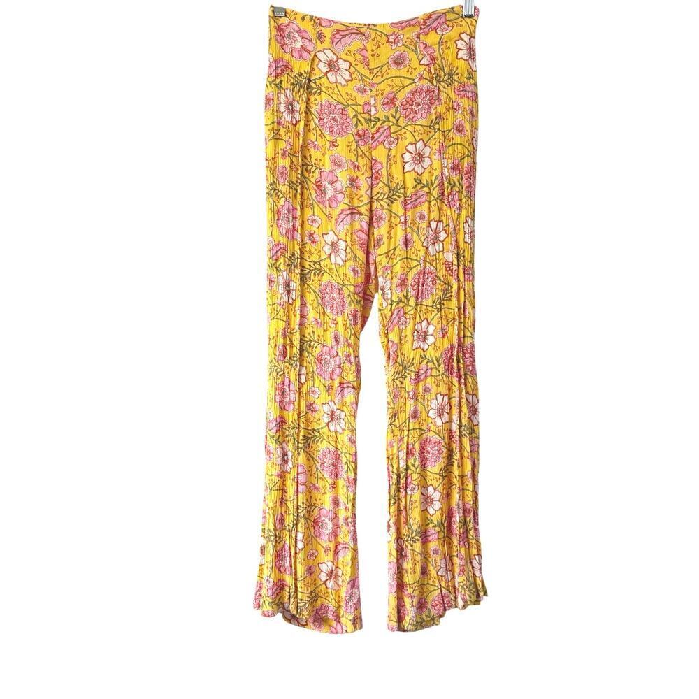 Billabong Split Spirit Floral Wide Leg Pants Golden Peach Womens Small - Picture 2 of 11